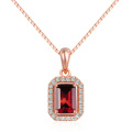 925 Sterling Silver Rose Gold Ruby Necklace Pendant